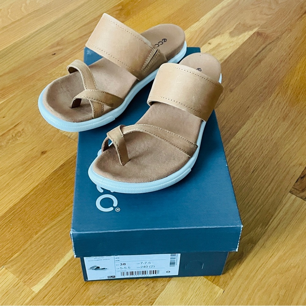 Tan Sandals with White Soles